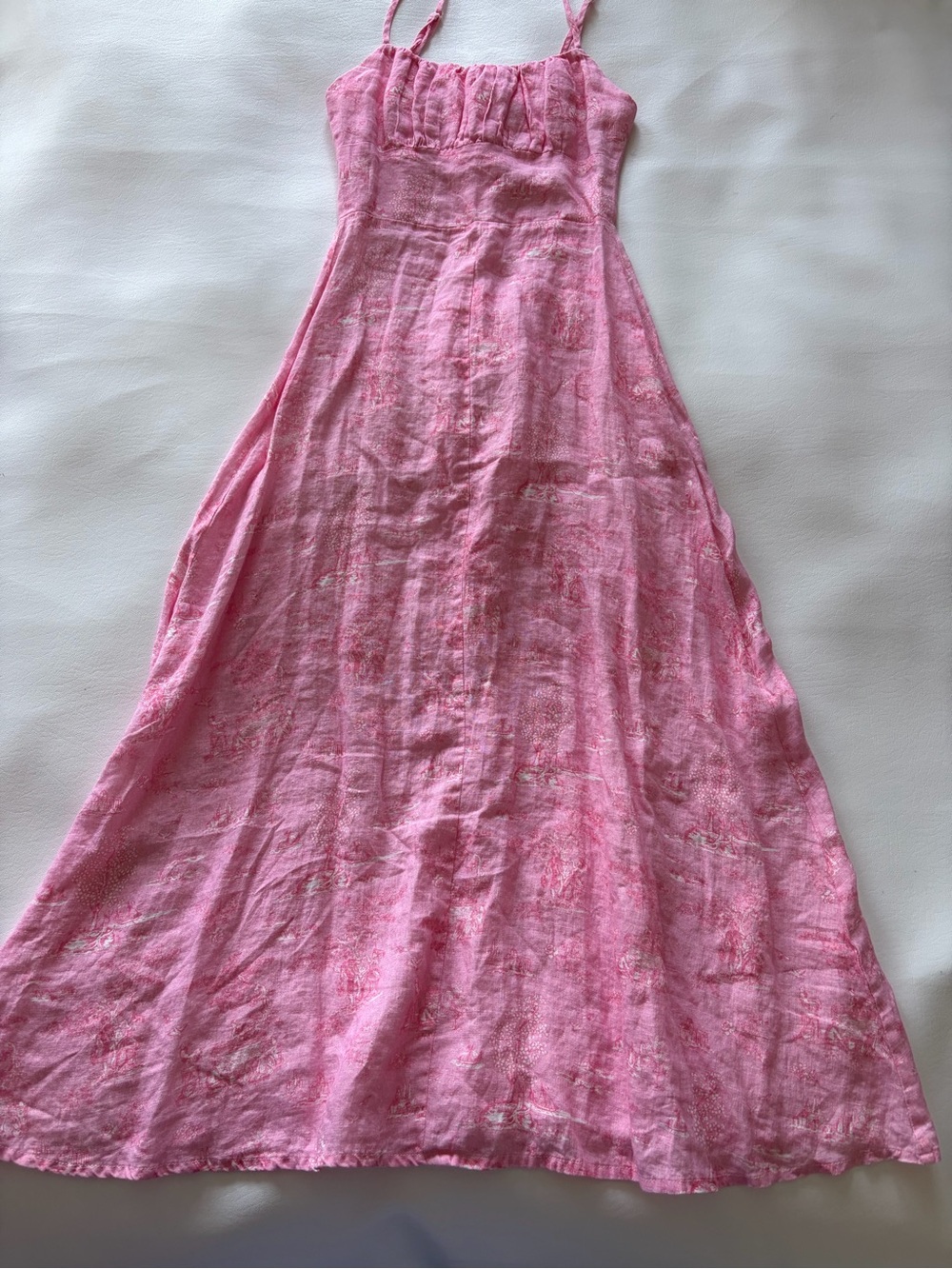 Palm Noosa Ely Linen Dress Floral Romantic Feminine Vacation Coastal Midi Sz 6 - Picture 3 of 13